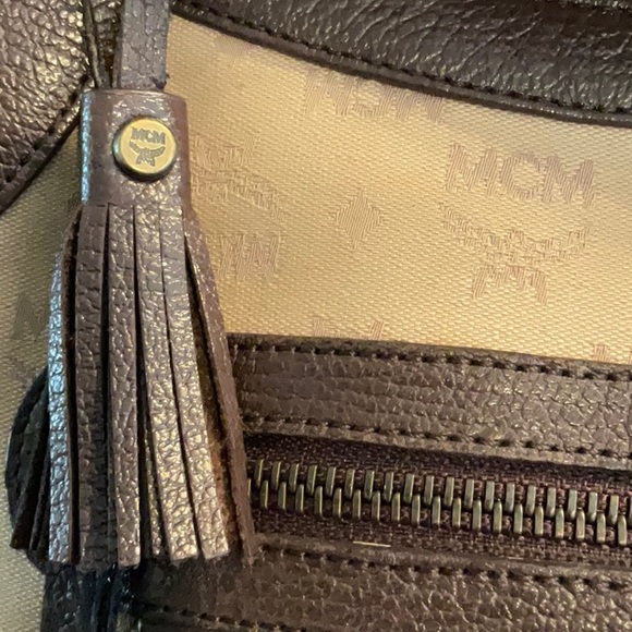 MCM Visetos Mini Handbg Leather and Canvas Brown/Tan - Picture 10 of 17